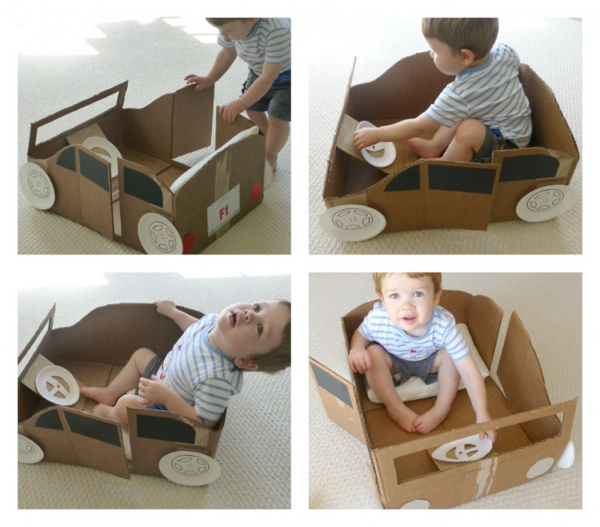 Làm ô tô cho bé từ thùng carton-bao bì carton