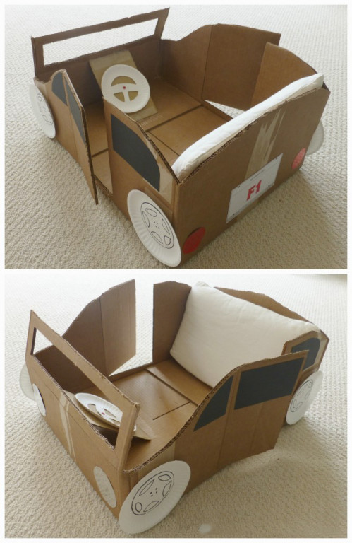 Làm ô tô cho bé từ thùng carton-bao bì carton